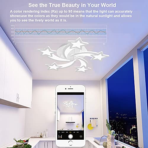 Lustre LED moderne connecté réglable avec télécommande pour chambre - 6
