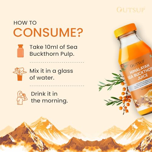 Image of Himalayan Sea Buckthorn Juice Concentrate 300ml | Cold-Pressed | No Added Sugar & No Extracts | Natural Vitamin C, Omega 3 6 7 9, Antioxidants | Immunity, Skin Glow & Gut Health Support - Pack of 1