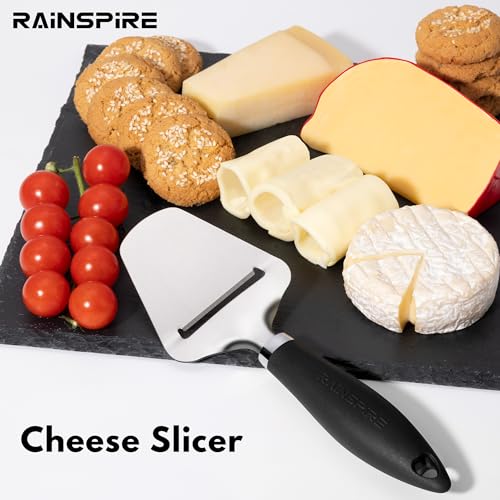 Image of Rainspire Upgraded Non-Stick Cheese Slicers for Block Cheese Multi-Functional Cheese Cutter for Mozzarella, Cheddar, Gruyere Charcuterie Accessories Dishwasher Safe Kitchen Tools, Black
