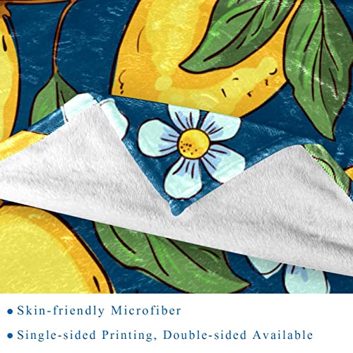 Couverture polaire plaid canapé chambre motif fruit citron fleur - 3