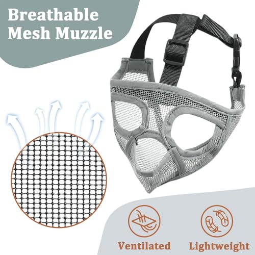 Image of Mayerzon Short Snout Dog Muzzle for French Bulldog with Full Pant Design to Prevent Eating Biting, Soft Mesh Dog Muzzle for Shih Tzu Pug English Bulldog for Grooming Walking, Allow to Drink and Feed
