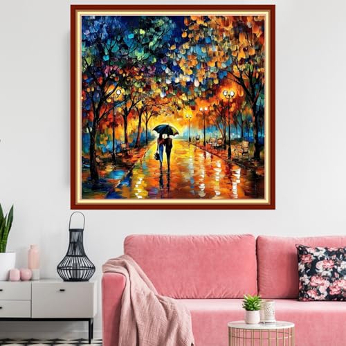 Image of Redxing Stamped Cross Stitch Kits Embroidery kit for Beginners Adults Full Range of Embroidery Patterns Starter Kits DIY Printed Cross Stitch Kits Needlepoint Kits 11CT-Strolling Nights 18x18 inch
