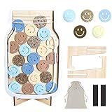 Reward Jar for Kids – Potty Training, Chores & Classroom Behavior, Magnetic Wooden Incentive Jar with 25 Smiley Tokens, Stand & Magnet, Positive Reinforcement Chart (Smiley – V1)