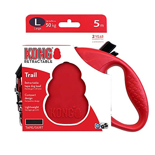KONG ausrollbare Hundeleine 'Trail' I hochwertige Rollleine mit Break & Lock System I lange Leine für Hunde I hochwertige Hundeleinen in verschiedenen Farben I Rot I Länge: 5 m I Gr. L