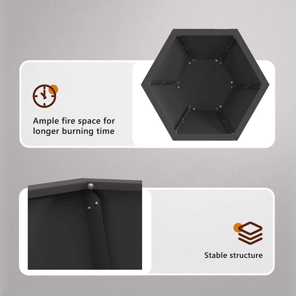 vidaXL Braciere Nero 50 x 50 x 40 cm Acciaio Corten