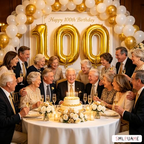 Image of 40 Inch Gold Number 100 Balloons, 100th Birthday Party Decorations