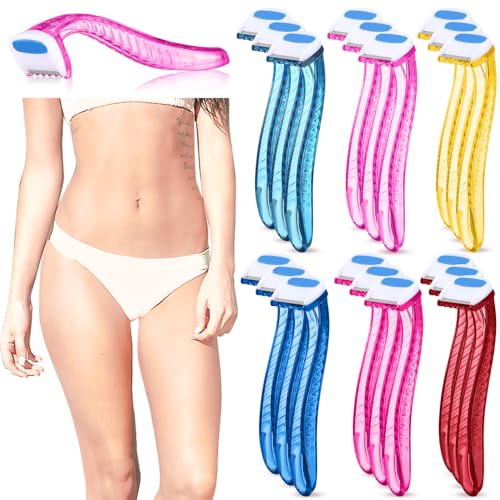 Honoson 16 Pieces T Type Bikini Disposable Razors for Women Durable Travel Accessories Pubic Hair Removal Beauty Razor Bikini Line Trimmer for Body Cosmetic Tool (Multicolor)