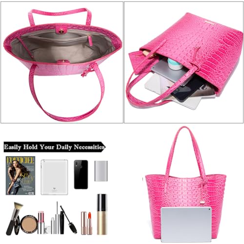 Set de 2 Bolsos Tote para Mujer con Estampado de Cocodrilo miniatura 6