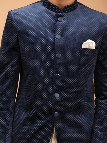 Image of VASTRAMAY Men's Velvet Jodhpuri | Velvet Polka Dot Jodhpuri Coat. The Threads of The Fabric Is Woven Tightly And Has A Long Lasting Sheen, This Jodhpuri Is Deservingly Called Prince Coat.