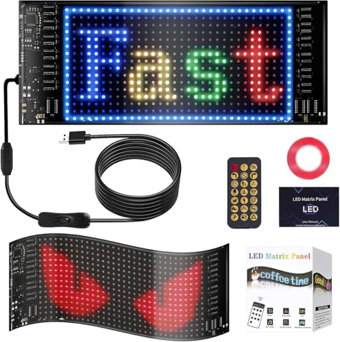 Image of Programmable LED Matrix Panel for Advertising & DIY Use, 6.81 inchx2.76 inch Small Screen Animation 5V LED Sign for Car Business Shop Bar Party Festival Home Decor,App & Remote Control