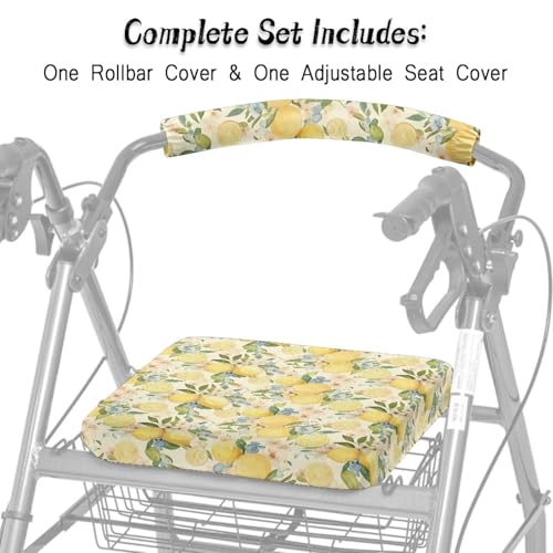 Image of Adjustable Rollator Accessories, Lemon Soft Seat and Backrest Covers for Walkers, Universal Seat Covers for Seniors