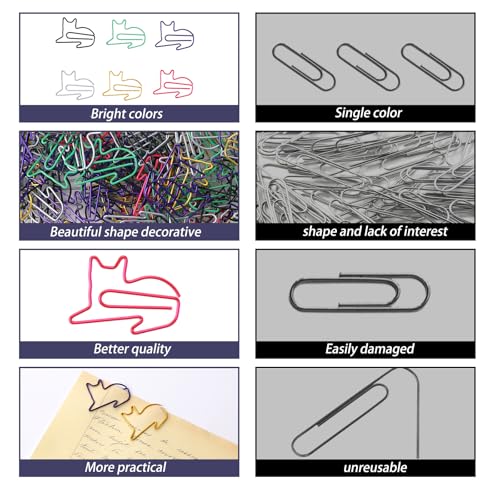 50 Stück Büroklammern katze, Katzen-Büroklammern lustige buntes Tier-Design Büroklammern Niedliche Büroklammern in Tierform Katzen-Lesezeichen Geschenke für Frauen Männer Katzenliebhaber