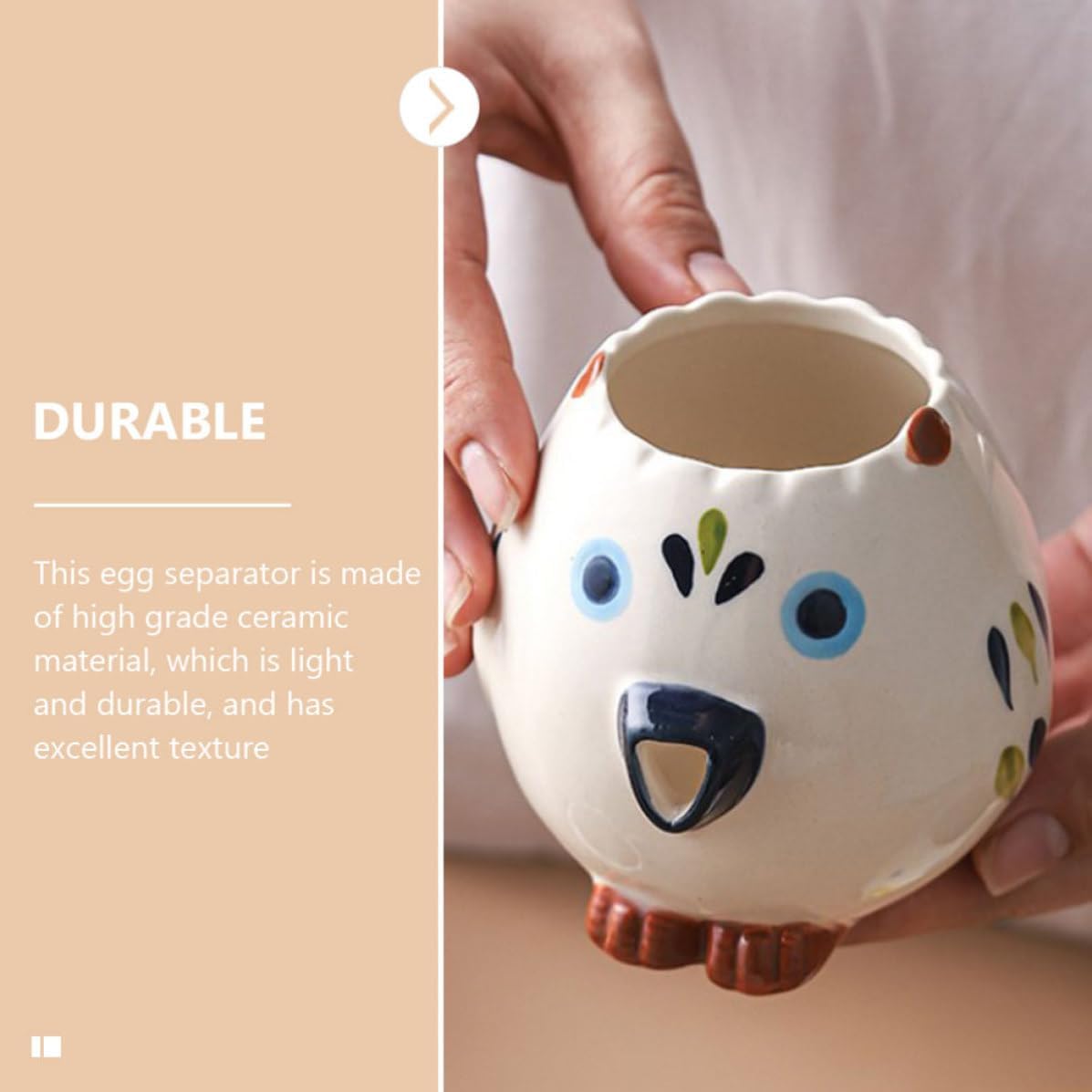 Ceramic Egg Separator for Chicken Eggs, Handheld Owl Shaped Tool