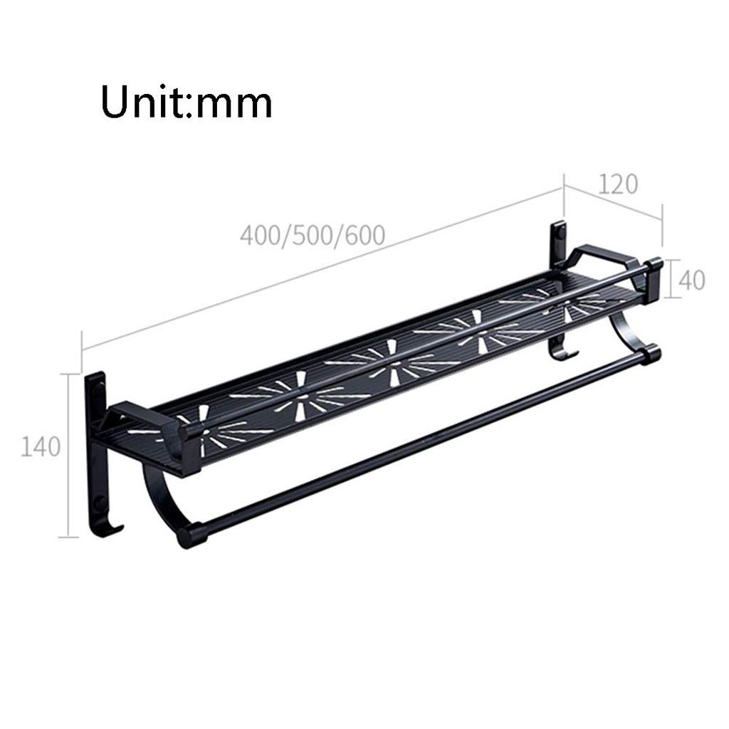 Estante De baño Almacenamiento De baño, baño Rectángulo Estante De Cocina Espacio De Aluminio Estante De baño Almacenamiento para Cocina baño Negro (Tamaño: 50X12X14Cm)