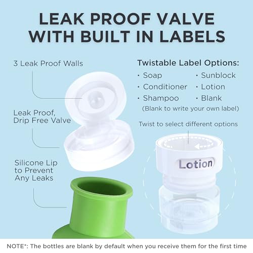 dotampdot leak proof travel bottles - tsa approved 3oz silicone toiletries travel shampoo amp conditioner containers with labels