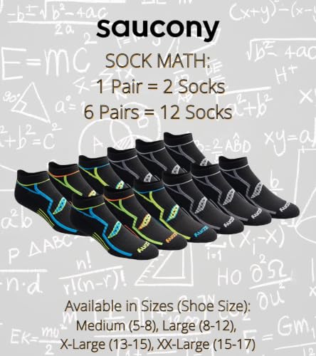 Image of Saucony Men's Rundry Bolt Performance No-show Socks, Available in M-xxl (6, 12, 18 Pairs)