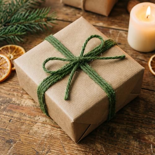 Image of SMART&CASUAL 2mm Natural Jute Twine String Thin for Craft Plant Garden Gift Wrapping Christmas Handmade Art Decoration Packing String Home Art Decoration (Olive) (328 Ft (100M))