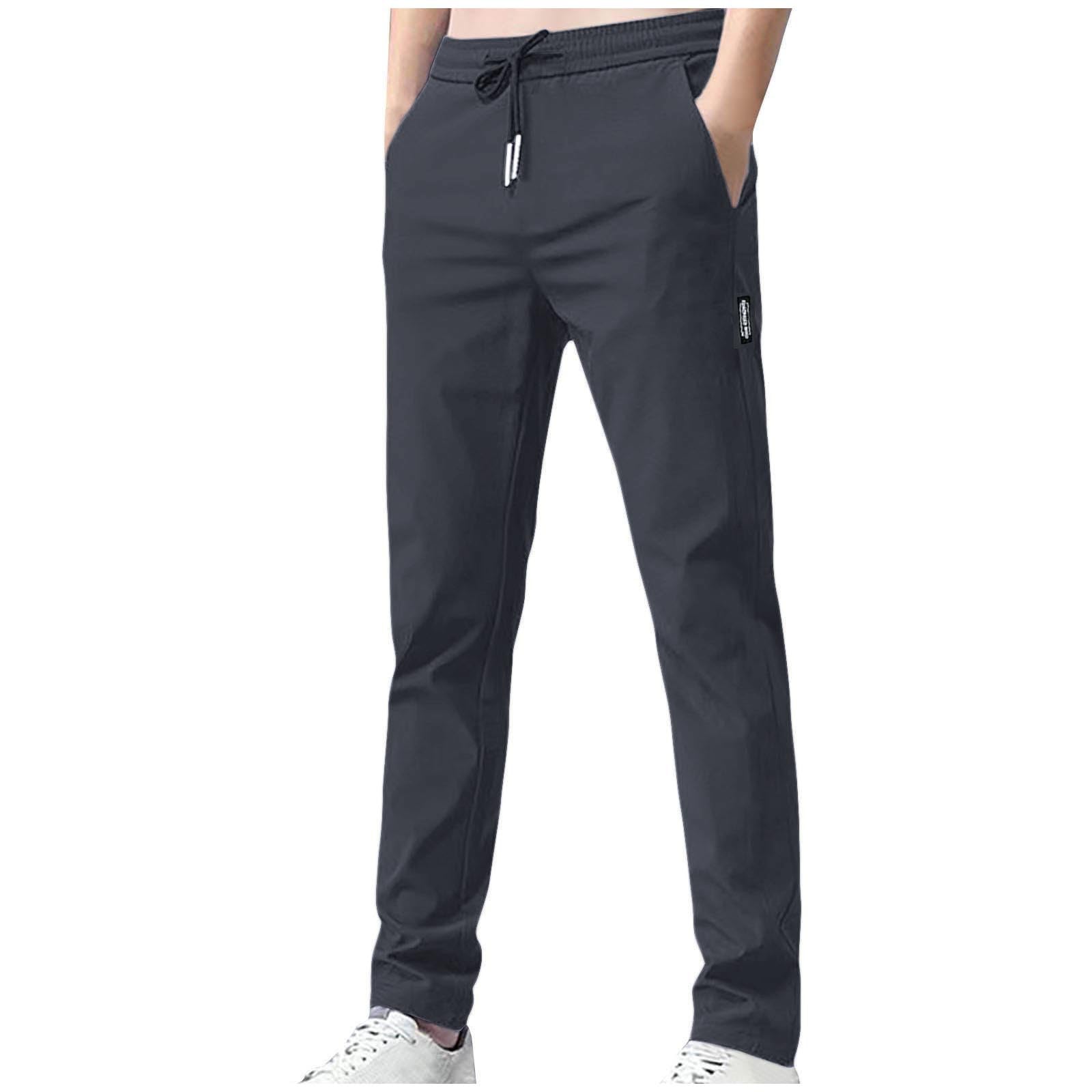 Fleece Lined Pants Men Fleece Lined Sweatpants for Men Winter Thicken Elastic Waist Drawstring Lounge Pants Warm Workout