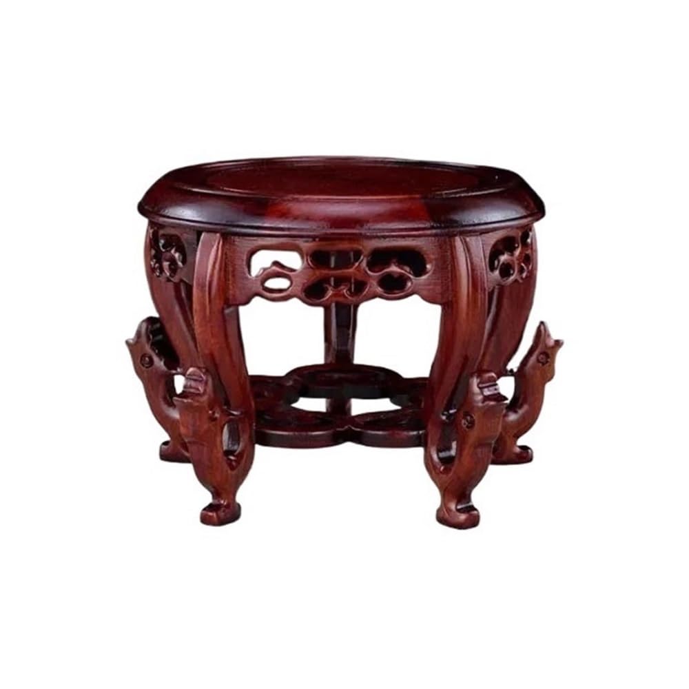 birene Vase Stand Round Wood Base Crafts Strange Stone Vases Bonsai Decorations Pedestal(L)