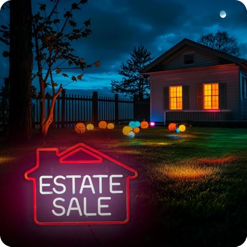 Image of Estate Sale Neon Sign Yard Signs LED Light for Event Size 16.6 x 12.6 in