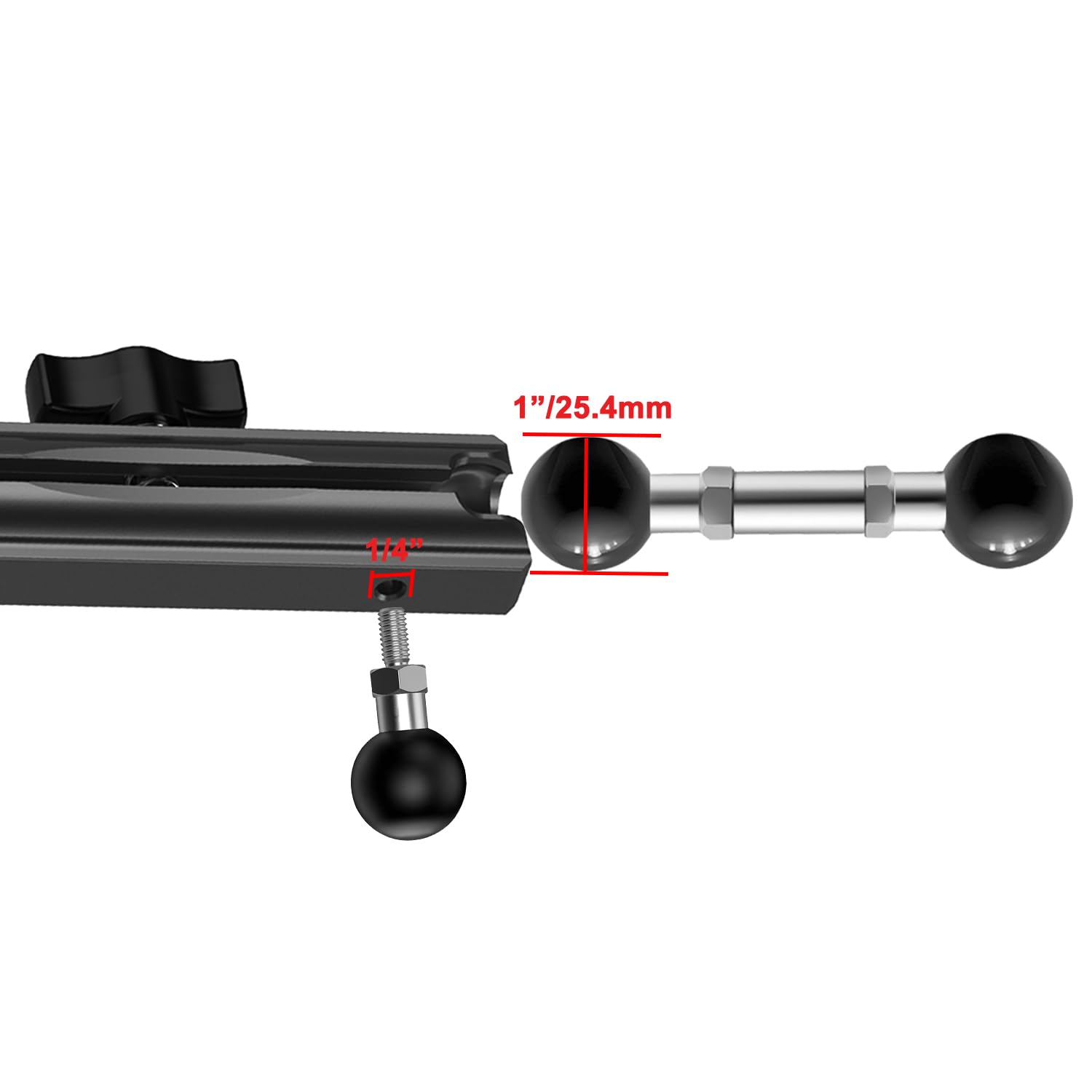iMESTOU CNC aluminiowy zacisk kierownicy motocykla z dwoma portami 1/10.2 cm - uniwersalny uchwyt kulowy z podwójnym gniazdem 2.5 cm do GoPro/RAM, beznarzędziowy regulowany uchwyt na telefon/kamerę
