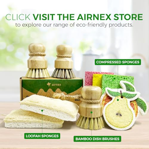 Bamboo Dish Brush Set of 3, 100% Plant-Based Washing Up Brushes for Kitchen with Sisal and Coconut Bristles, 2 Brush Types, No Scratch Wooden Dish Brush - Quick-Drying Odour Free Scrubbing Brushes - Image 8