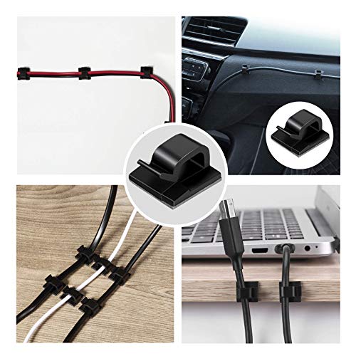 50pcs Upgraded Cable Clips with Strong Adhesive Tapes,Wire Clips,Cord Organizer,Wire Organizer,Cord Holder,Wire Management for Car,Office and Home(Black) - Thumbnail 4