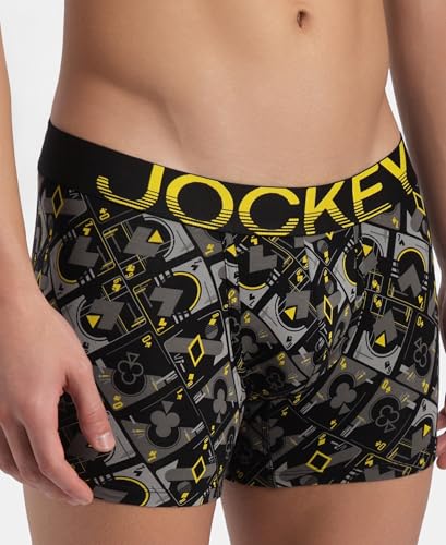 Image of Jockey FP23 Men's Super Combed Cotton Elastane Stretch Printed Trunk with Ultrasoft Waistband