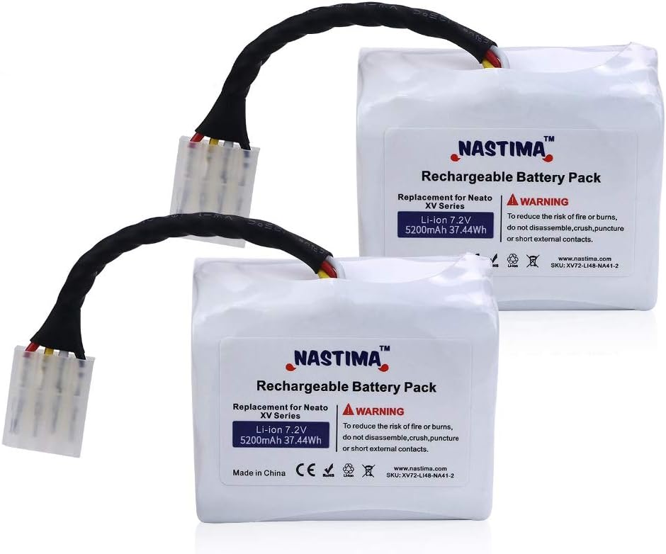 NASTIMA Upgrade 7.2V 5200mAh Li-ion Battery Replacement Compatible with Neato XV11 XV12 XV14 XV15 XV21 XV25, XV Essential, XV Signature, XV Signature Pro Robotic Vacuum Cleaner
