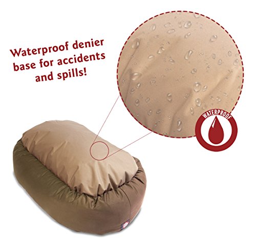 Image of 52 inch Khaki & Sherpa Bagel Dog Bed By Majestic Pet Products