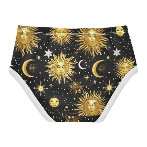 Cotton Toddler Underwear Custom Golden Sun Moon Black Girl Panties Cute Funny Briefs Underpants 2t2