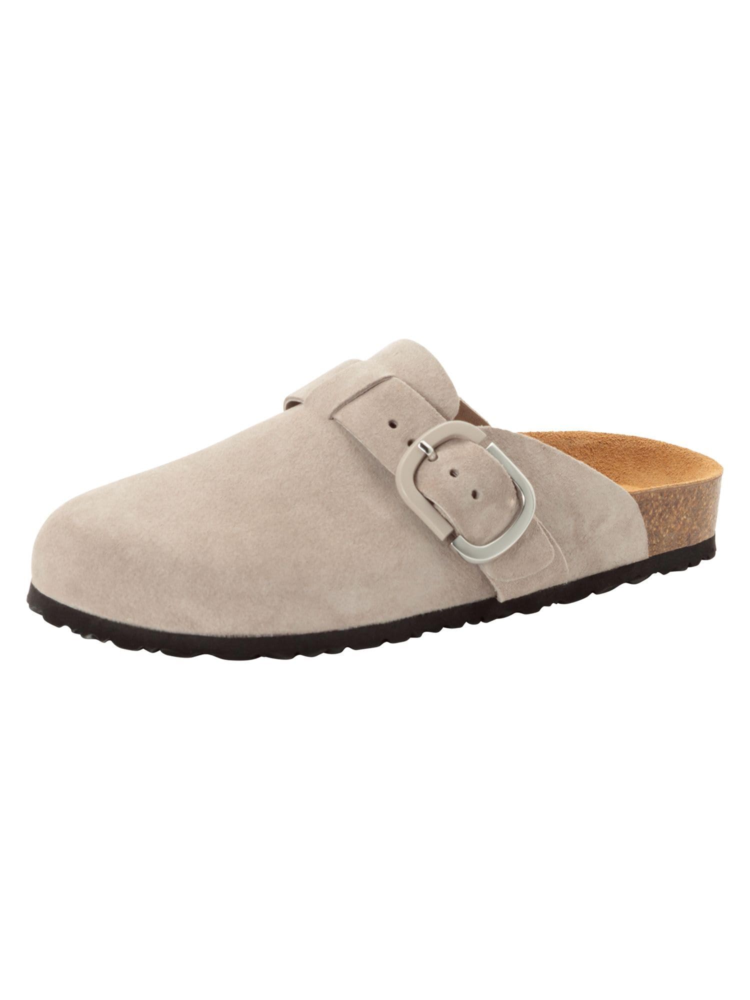 Tamaris Women's footbed mule leather flat gray 3.5 UK