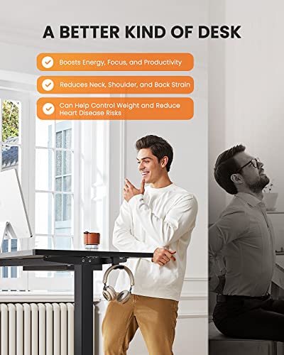 Ergear Electric Standing Desk With Drawer, Adjustable Height Sit Stand Up Desk, Home Office Desk Computer Workstation, 55X28 Inches, Black #TOP3