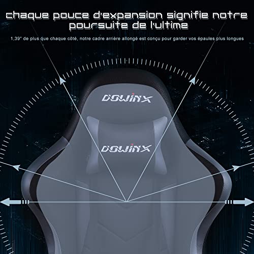 Sedia da gaming, ergonomica, da ufficio, per PC, con supporto lombare, stile racing, in pelle PU, con poggiapiedi estraibile, grande - Sedia gaming - Immagine 5