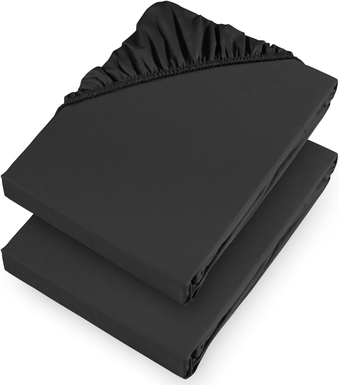 Aspire Homeware Small Double Fitted Sheet - 25cm Deep 2 Pack (Black)
