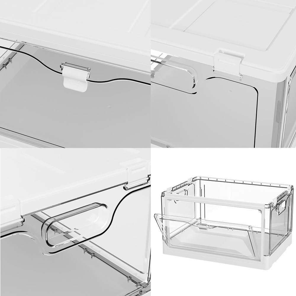 Stapelbare, durchsichtige Lagerbehälter mit seitlicher Abdeckung, Lagerbehälter, Organizer-Boxen, Lagerbehälter aus Kunststoff(1 pack)