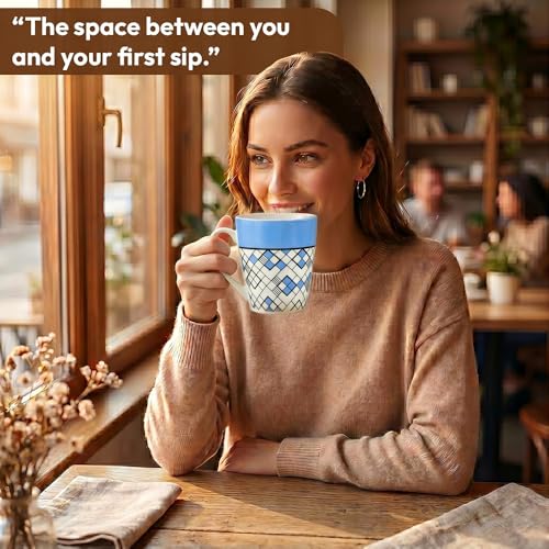 Image of UPC Premium Bone China Coffee Mug Set of 2 | Elegant Ceramic Tea & Coffee Cups for Home, Office & Cafe | Lightweight, Durable, Microwave & Dishwasher Safe Mug Set | Luxury Drinkware Collection