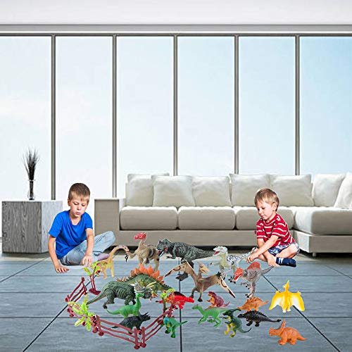 E Eakson 27-Pack Kids Dinosaur Figures Set, 3-7 Inch Realistic Plastic Toys, Stem Educational Playset For Boys & Girls, Including T-Rex, Stegosaurus, Triceratops #TOP5