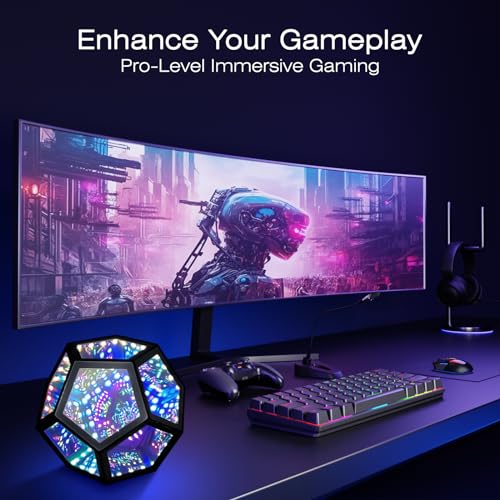 Mito Infinity Mirror Light Infinite Dodecahedron Color Art Light For Gaming Room Decor 3D Hyper Cube Rgbw Color Changing Night Lighting For Computer Gaming Desk Birthday Christmas Gift thumb #2
