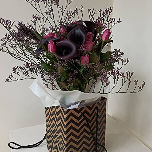 Image of Oasis Pack of 10 Holi Gift Bags For Flower Bouquet & Floral Hamper | Goodie Bags for Wedding Return Gifts, Birthday, Bridal & Baby Shower | 17cm X 18cm X 25 cm | Pink & Grey