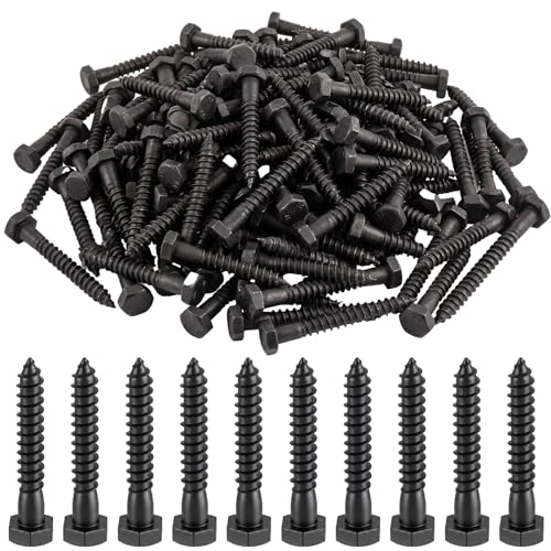 Zonon 50 Pcs 1/4" X 1-1/4" 304 Stainless Steel Lag Screw for Wood, Black