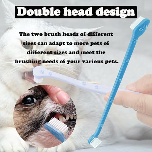 Zahnreinigungsset 2 Stück Dreifach Köpfe Hundezahnbürsten, 4 Finger Zahnbürste, 4 Doppelköpfige Zahnbürste, Zahnbürste für Hunde Kleine/Katze Mittelgroße und Große Haustiere
