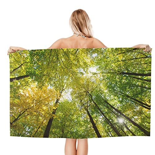 Lynsay Nature Green Forest Printed Bath Towel, Super Soft, Lightweight, High Water Absorption And Quick Drying Super Fiber Bath Towel #TOP1