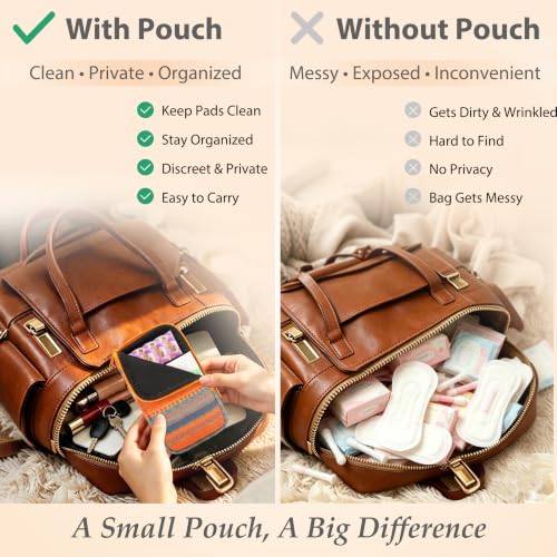 Image of KJQJLY 2 Pack Portable Tampon Organizer Bag Tampon Holder & Storage Case with Zipper for Travel, Discreet Period Bag for Purse, Waterproof Feminine Products Pouch for Women (Rainbow Boho)