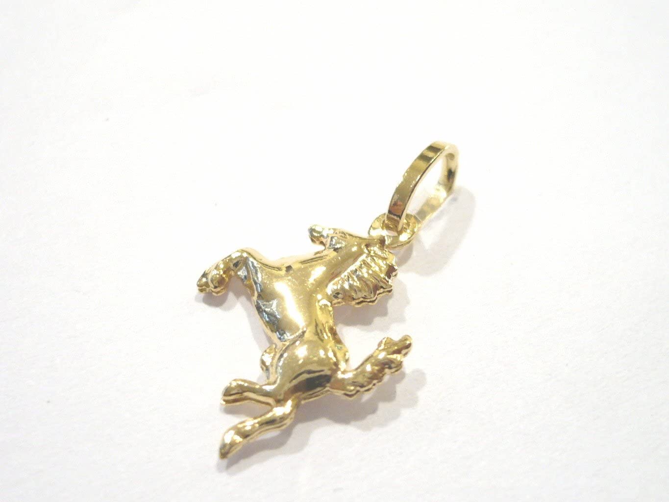 Colgante de oro amarillo de 18 quilates (750) con colgante de caballo pequeño caballo, para niños y niñas