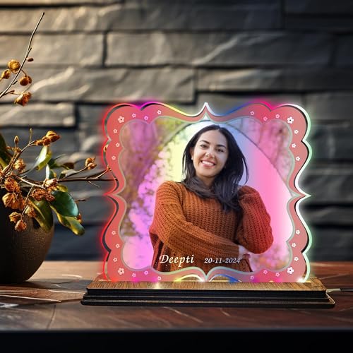 Image of Brown Cloud Personalized Name Photo LED Night Lamp Customized Gift for Men Women Husband Wife Girlfriend Boyfriend Birthday Marriage Anniversary Festivals Decoration(LED RBW NL AO 001)(D12)