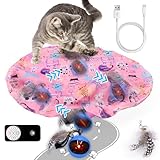 Mity Rain Interactive Cat Toy - Ball for Indoor Jumping and Rolling in Pouch, Hide and Seek Mat for Self Play, Boredom Relief and Activating Natural Hunting Instincts - Kitten Toys