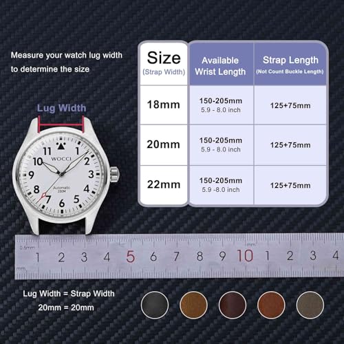 Schnellverschluss Uhrenarmband, Distressed Ölwachs Echtes Leder, Edelstahlschließe, Bandbreite 18mm 20mm 22mm – Bild 6