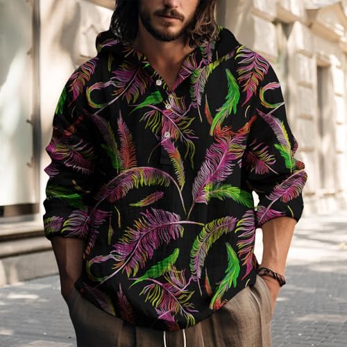 LOAIHA Men's Bohemian Ethnic Geometric Print Hoodie Shirt Lightweight Long Sleeve Pullover Relaxed Fit Hooded Top2