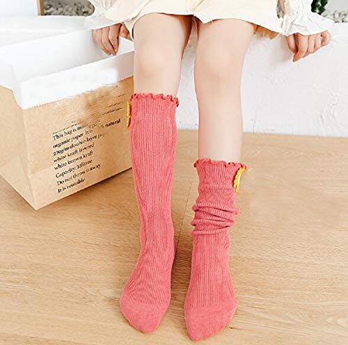 Ewand store 5 Pairs Baby Girl Knee High Socks Toddlers Small Daisy Kids Girls Stockings Newborn Infant Non-Slip Socks2
